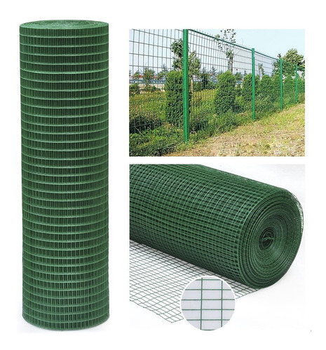 Malla Tejido Electrosoldada 1,8 Mts C/pvc Verde Cerco,cercas