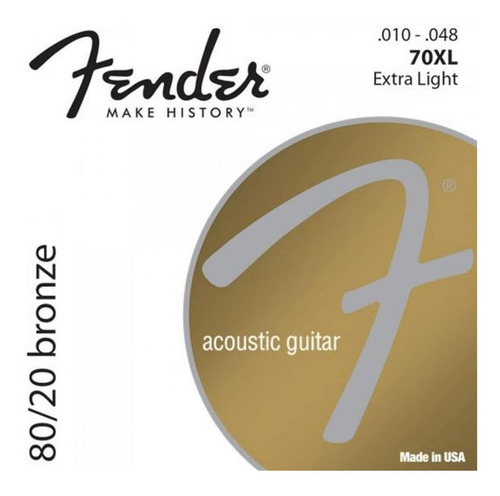 Cuerdas Guitarra Acústica Fender 10-48 80/20 Bronze 70xl