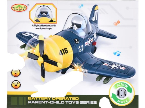 Avion Guerra Militar Infantil Luz Sonido Musica Combate Pila Avion Militar Varios