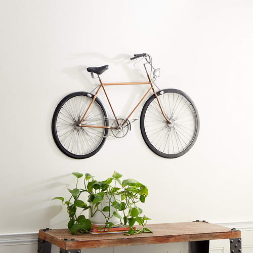 Deco 79 Decoracion Pared Bicicleta Metal Asiento Asa 39 X 1