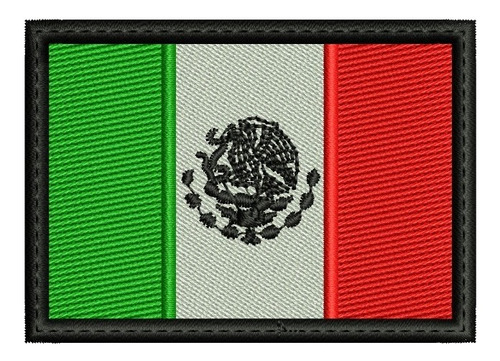 Bandera Bordada De Mexico 7x5cm Parche Bordado Negra V-lcro