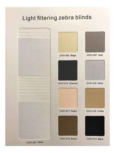 Anawah Filtro Luz Persiana Cebra Tela Swatch Muestra 9 Color