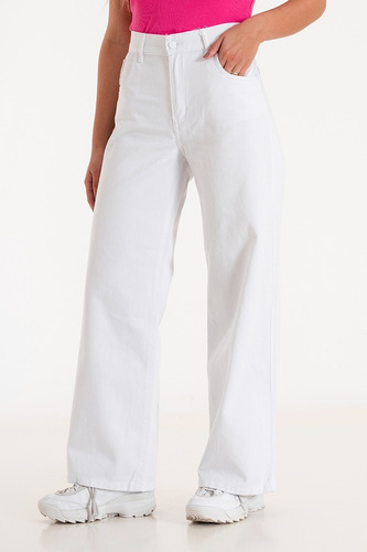 Pantalón Wide Leg Blanco Mujer