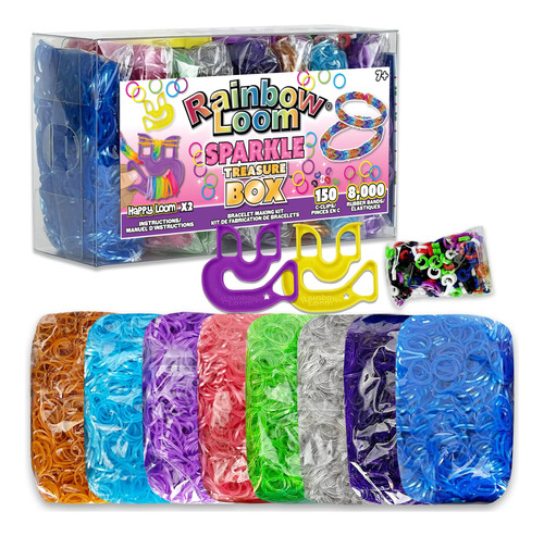 Rainbow Loom Treasure Box Sparkle Edition, 8,000 Bandas De G