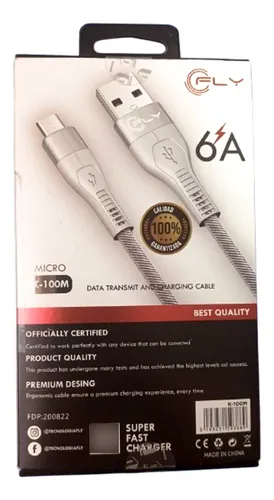 Cable Datos Y Carga Fly Usb Punta V8 Velocidad 6.0a 1mt