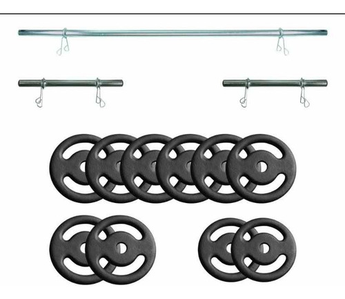 Kit Anilhas 50 Kg + Barras
