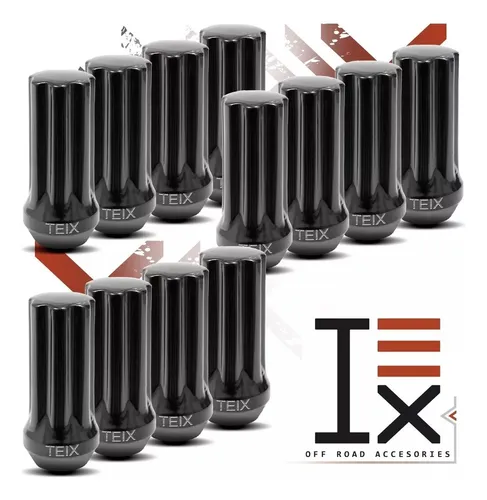 Tuerca Larga Rin Negra Birlos Seguridad Teix M 14x1.5 24pz