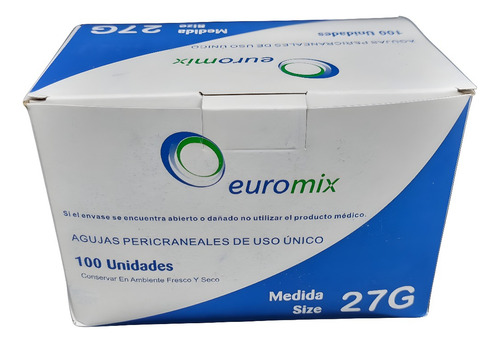 Equipo Pericraneal Aguja Butterfly Mariposa 27g X 100 Un.