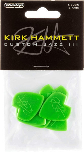 Púas Dunlop Kirk Hammet Jazz Iii 47pkh3n Color Verde