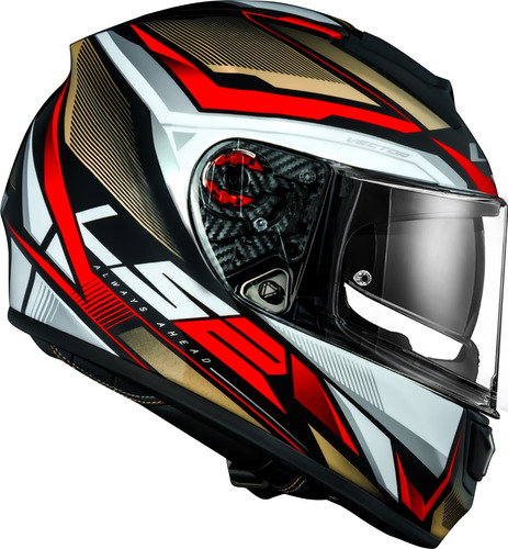 Capacete Ls2 Ff397 Vector Evo Rider Dourado Vermelho