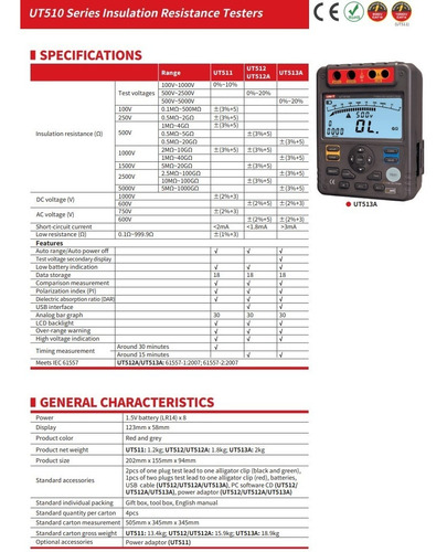Resistencia Aislacion Continuo Y Alterno 1000v Uni-t +lente
