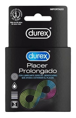 Imagen 1 de 1 de Durex Placer Prolongado Caja 3 Condones Preservativos