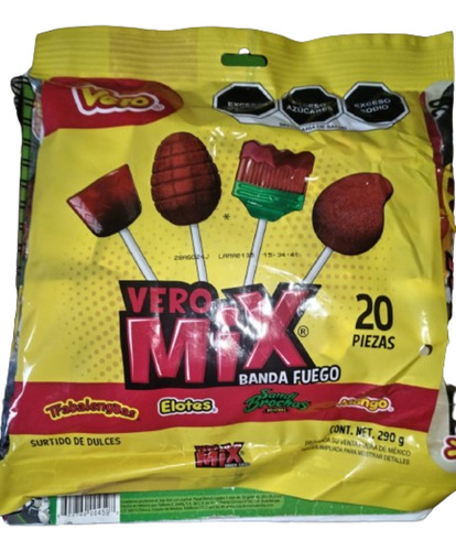 Dulces Para Fiestas Paletas Vero Mix Surtido Fuego 20pzs