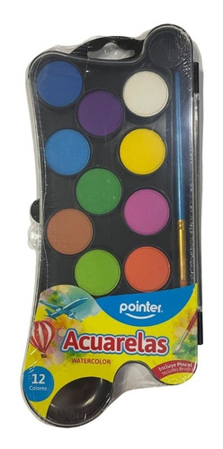 Tempera Acuarela Pincel T/paleta Pointer 12 Colores