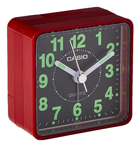 Reloj Despertador Casio Tq-140-4df /relojeria Violeta Color Rojo
