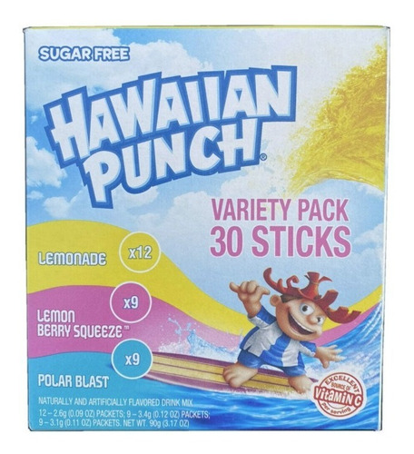 Bebida En Polvo Hawaiian Punch Limonadas 30 Pzs Individuales