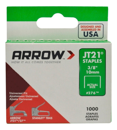 Grapa Arrow 5/16 8 Mm Jt21 / Tr45 Set 1000 Piezas