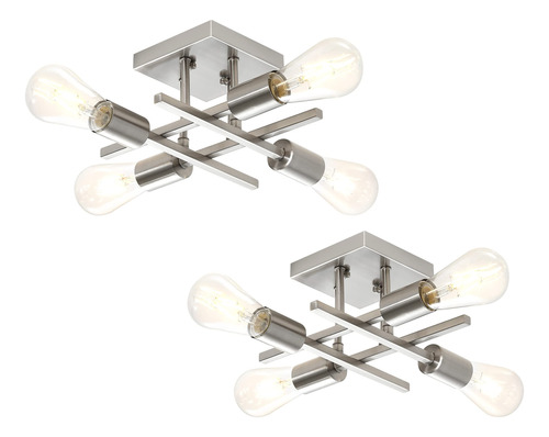 Ampara Industrial Techo Semiempotrada 4 Luz Moderna Lampara