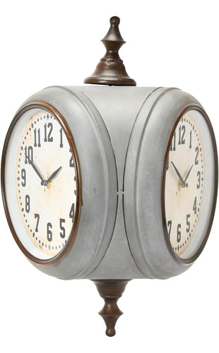 Reloj De Pared Decorativo De Doble Cara De Metal Con Acabado
