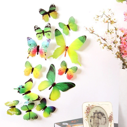 12 Mariposas Decorativas 3d Adhesivas