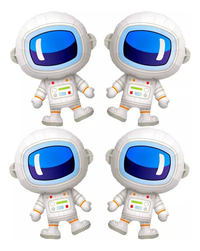 Combo Globo Metalizado Astronauta Espacio Apto Helio X 5 Uni