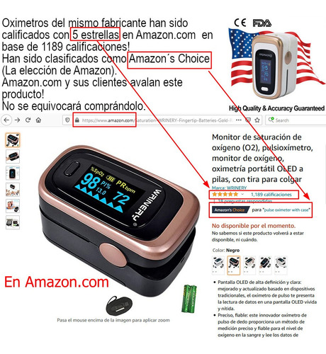 Oxímetro Saturador Pulsoximetro Profesional Monitoreo Fda Ce