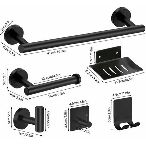 Imagen 10 de 10 de Juego De Accesorios De Baño Plata Mate, 7 Piezas