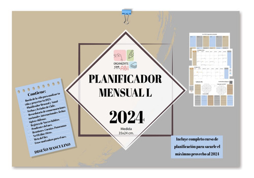 Planificador Mensual L 2024 Encolado Masculino Planner