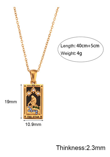 Collar De Tarot Rectangular De Acero Inoxidable Retro