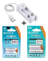 Comprar Cargador De Pilas Usb + 4 Baterías Recargable Sony Aaa\u002Faa
