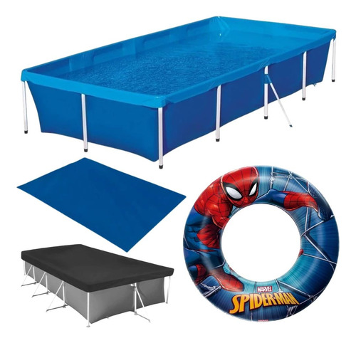 Kit Piscina 3000lts Armação Mor + Capa E Forro + Boia Infláv