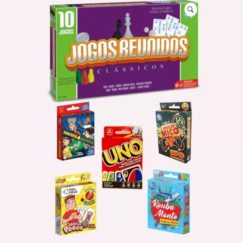 Kit 10 Jogos Clássicos Reunidos Xadrez Damas Ludo Batalha Naval