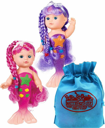 Toysmith Magic Mermaid Bathtime Dolls (9.0 in) Rosa Y Azul S