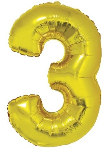 Globos Número 3 De Papel Metalizado Dorado 40  Pulgadas  