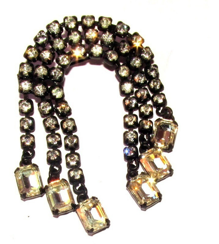 Prendedor Antiguo,strass Cristal,metal Negro/novia/fiesta