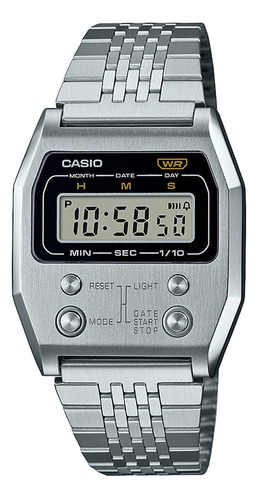 Reloj Unisex Casio A1100d-1df Core Mens Color De La Correa Plateado Color Del Bisel Plateado Color Del Fondo Plateado