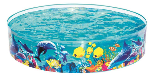 Piscina estrutural redondo Bestway 55030 com capacidade de 946 litros de 183cm de comprimento x 1.83m de largura de 183cm de diâmetro  multicolor design animais marinhos