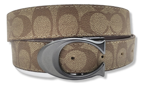Cinturon Coach Doble Vista Reversible Hombre Mujer Unisex Color Beige Diseño De La Tela Hebilla C Talla M (115cm)