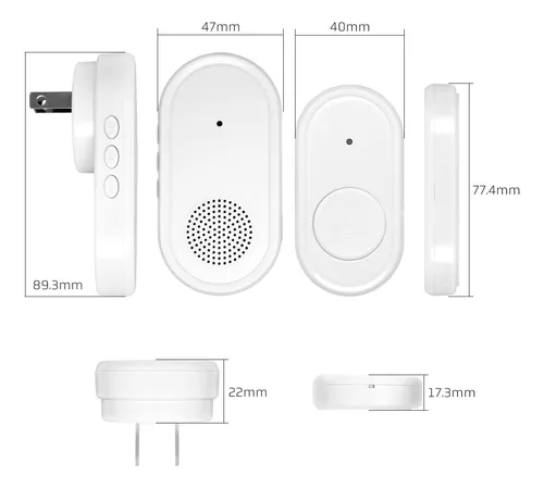 Timbre Inalámbrico sin Pilas para Puerta, IP55 Impermeable Timbre Wireless  Exter 