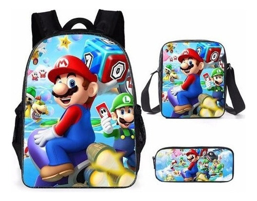 Mochila Super Mario Cartoons Mario Bros Luigi Adolescente