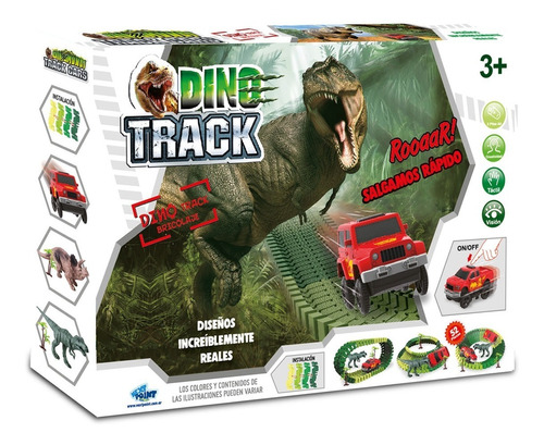 Combo Dino: Dinosaurio + Pista Dino De Juguete De 52 Piezas!