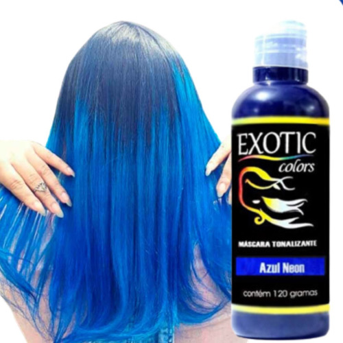 Pigmento tonificante azul neón de colores exóticos listo para usar