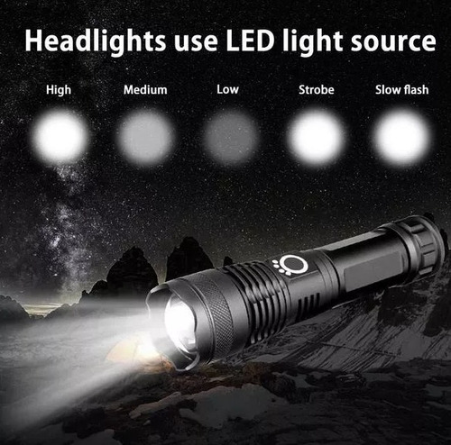 Linterna P50 Táctica Militar Camping Led Zoom Recargable Col