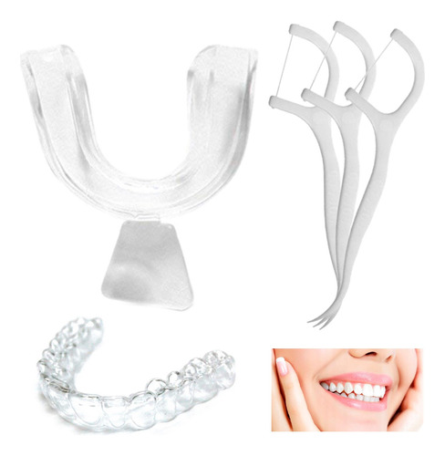 Placa Termo Moldeable Bruxismo + Pack 30 Flosser Hilo Dental