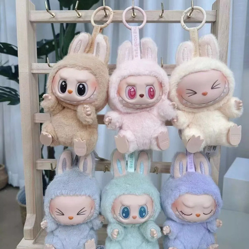 6pcs Labubu Macaron Monsters Vinilo Peluche Llavero