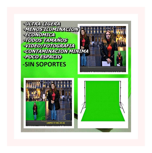 Fondo Verde Chroma Key/ Green Screen De Tela De 6 X 3  Iva