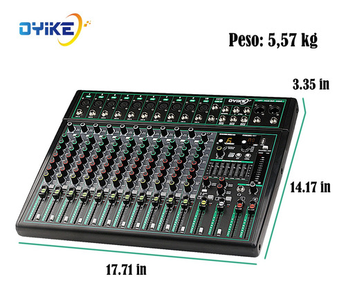 12 Canales Mezcladora Bluetooth Ecualizador Efectos Mixer