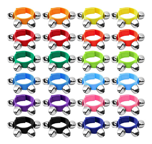 24 Pulseras De Cascabel, 12 Colores, Campanas De Muneca, Cam