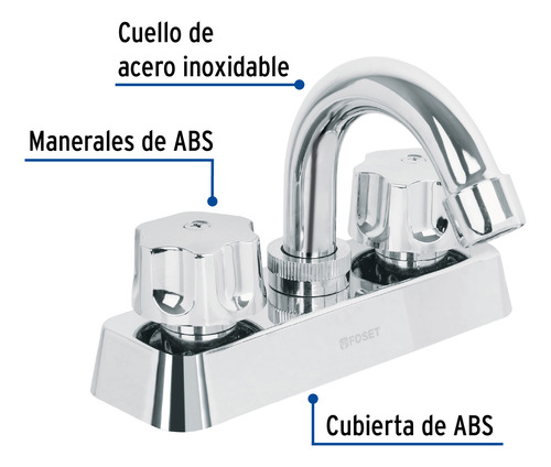 Mezcladora Plástica Lavabo, Cuello Curvo, Manerales Estándar