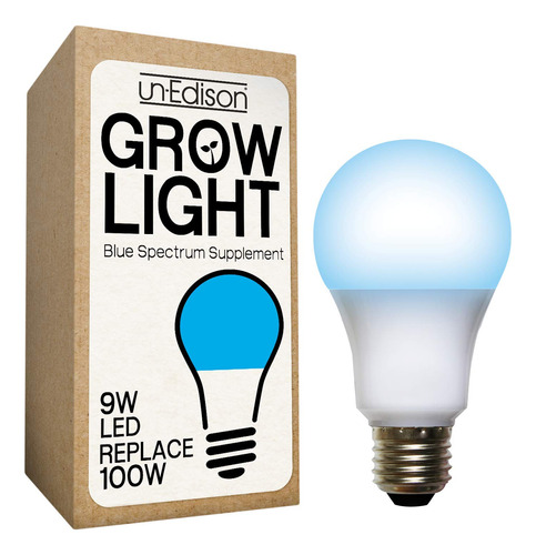 Un-edison Crecer Luz A19 9w Led Azul Espectro Alto